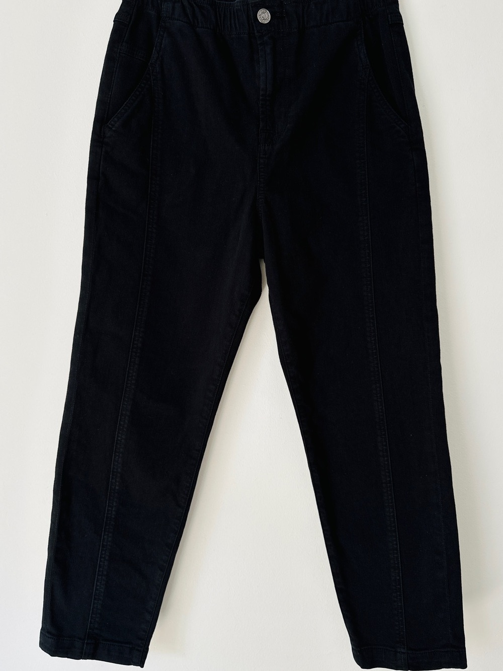 7 For All Mankind Black Elastic Waist Ankle Pants S 26 High Rise Tapered Joggers